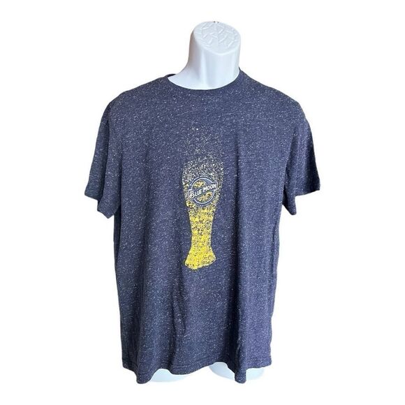 Mens Blue Moon Marled Blue Heathered Beer Graphic Tee Shirt - Sz L - Picture 1 of 1